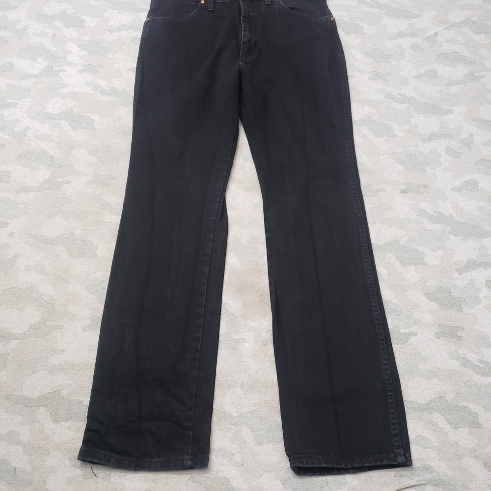 Wrangler Jeans Mens 34x34 Black 936WBK Cowboy Cut Slim Fit Denim Dark Wash